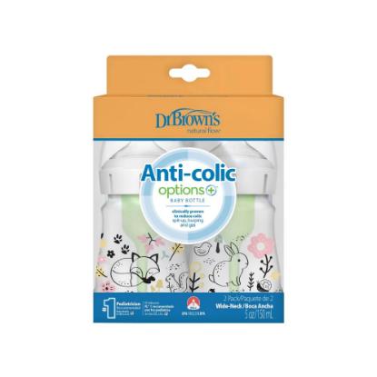 Picture of Dr. Brown's 5oz/150ml Options+ Wide-Neck Designer Bottles, Woodland Designs, 2-Pack (WB52016)