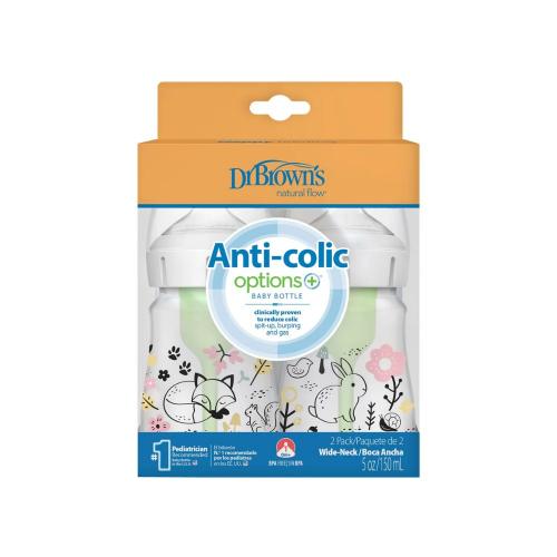 Picture of Dr. Brown's 5oz/150ml Options+ Wide-Neck Designer Bottles, Woodland Designs, 2-Pack (WB52016)