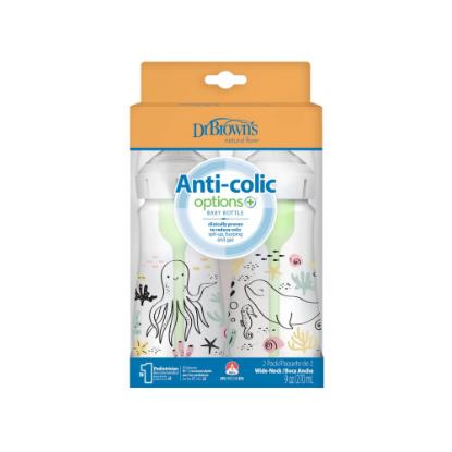 Picture of Dr. Brown's 9oz/270ml Options+ Wide-Neck Designer Bottles, Ocean Designs, 2-Pack (WB92028)