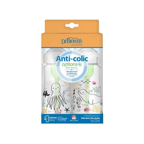 Picture of Dr. Brown's 9oz/270ml Options+ Wide-Neck Designer Bottles, Ocean Designs, 2-Pack (WB92028)