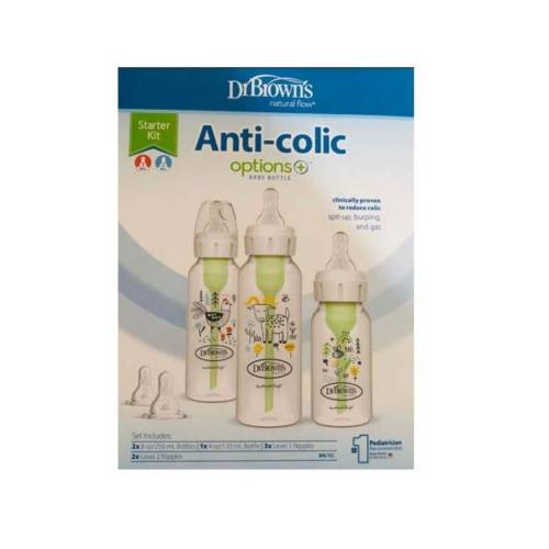 Picture of Dr. Brown's PP Narrow Anti-Collic Options+ Baby Bottle Starter Kit with Designs (SB03007-ESX)