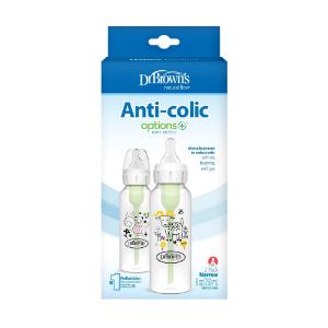 Picture of Dr. Brown's 8oz/250ml Narrow Anti-Colic Options+ Baby Bottle Squirrel/Goat, 2-Pack (SB82042)