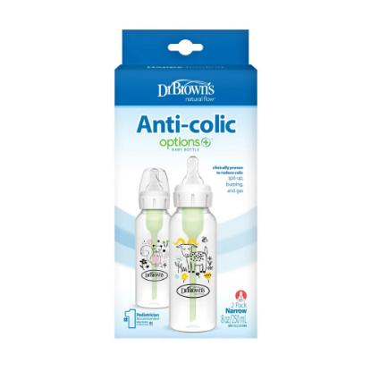 Picture of Dr. Brown's 8oz/250ml Narrow Anti-Colic Options+ Baby Bottle Squirrel/Goat, 2-Pack (SB82042)