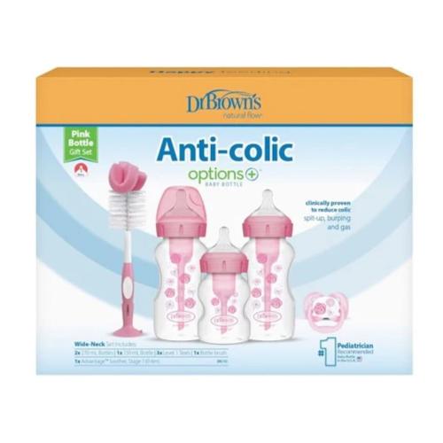 Picture of Dr. Brown's PP Wide-Neck Anti-Colic Options + Baby Bottle Pink Gift Set (WB03610)