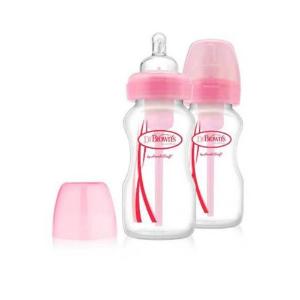 Picture of Dr. Brown's 9oz/270ml PP Wide-Neck Anti-Colic Options+ Baby Bottle, Pink, 1-Pack (WB91019)