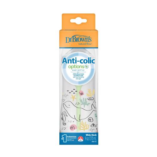 Picture of Dr. Brown's 9oz/270ml PP Options+ Wide-Neck Designer Bottle, Ocean Whale Design, 1-Pack (WB91009)