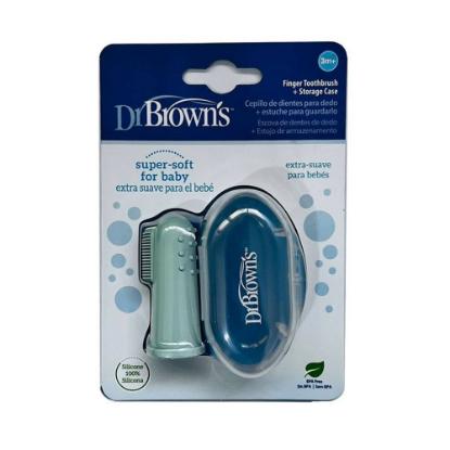 Picture of Dr. Brown's Silicone Finger Toothbrush with Case, Light Green, 1-Pack (HG126)