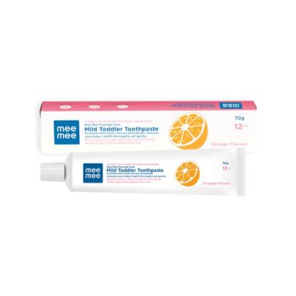 Picture of Mee Mee Fluoride-Free Mild Toddler Toothpaste with Triple Calcium (Orange Flavour, 70gms)