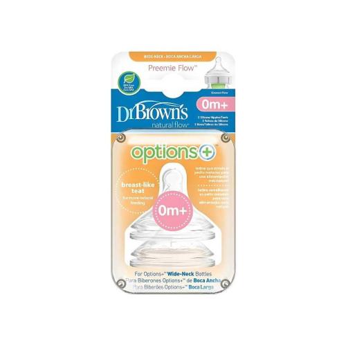 Picture of Dr. Brown's Preemie Flow Level 1 Wide-Neck Silicone Nipple, 2-Pack (WN0201-INTLX)