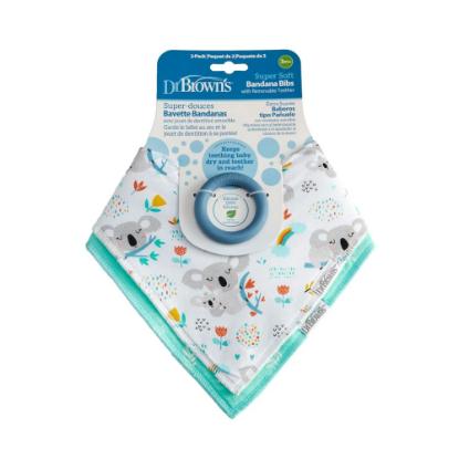 Picture of Dr. Brown's Bandana Bibs with Removable Beaded Teether, Teal/Light Blue, 2-Pack (AC283-P12)