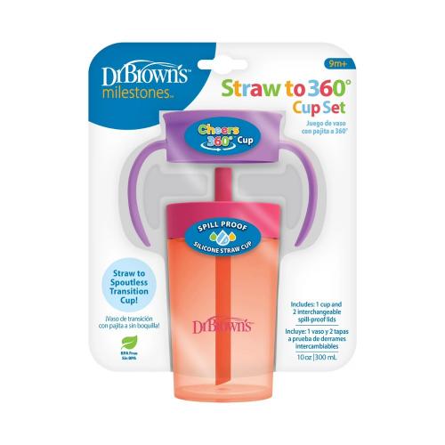 Picture of Dr. Brown's Straw to 360 Cup Set, Pink Coral (TC01047-P4)