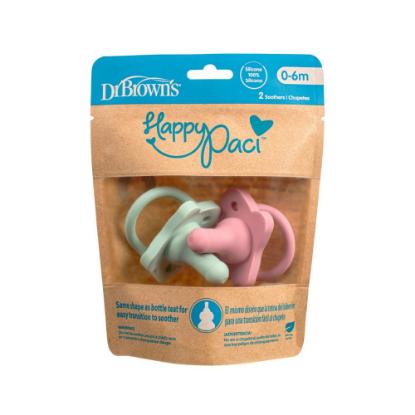 Picture of Dr. Brown's HappyPaci One-Piece Soother, 0-6m, Pink and Green, 2-Pack (PS12007-INTL)