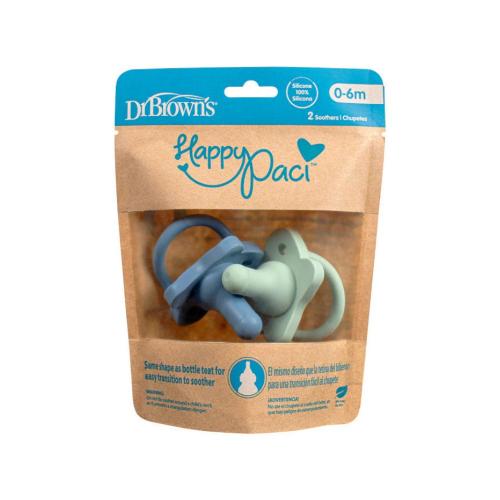 Picture of Dr. Brown's HappyPaci One-Piece Soother, 0-6m, Blue and Green, 2-Pack (PS12008-INTL)