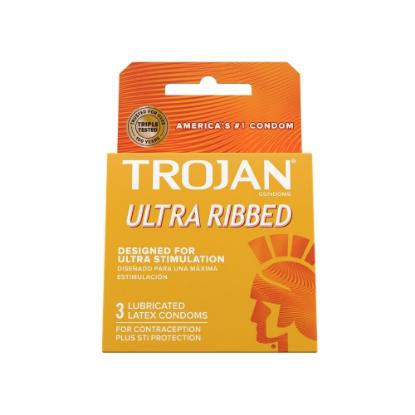 Picture of Trojan Stimulations Ultra Ribbed Lubricated Latex Condoms 3'S