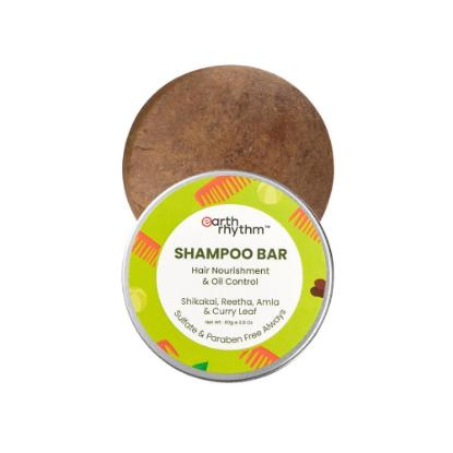 Picture of Earth Rhythm Shikakai, Reeta, Amla & Curry Leaf Shampoo Bar - 80gm (Tin Box)