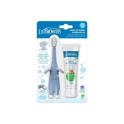 Picture of Dr. Brown's Infant-to-Toddler Toothbrush, Blue Elephant, with Apple Pear Toothpaste 1.4oz/40gm (HG024.V2)