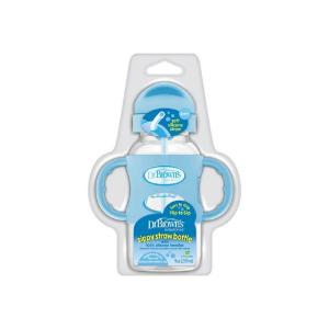 Picture of Dr. Brown's 9oz / 270ml PP Wide-Neck Sippy Straw Bottle w/ Silicone Handles, Blue, 1-Pack (WB91012-INTLX)