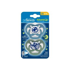 Picture of Dr. Brown's Advantage Soother, Stage 2, Glow in the Dark, Blue Nature, 2-Pack (PA22004-INTL)