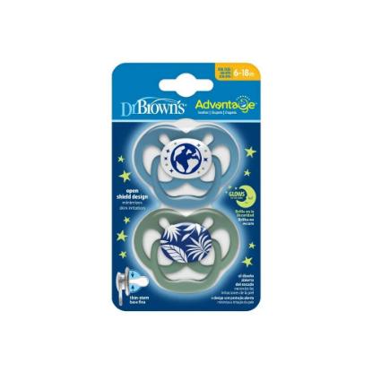 Picture of Dr. Brown's Advantage Soother, Stage 2, Glow in the Dark, Blue Nature, 2-Pack (PA22004-INTL)