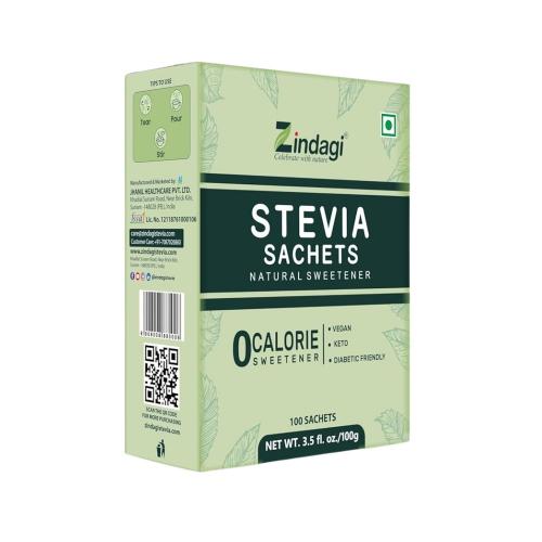 Picture of Zindagi Stevia Natural Sweetner 100 Sachets - Box