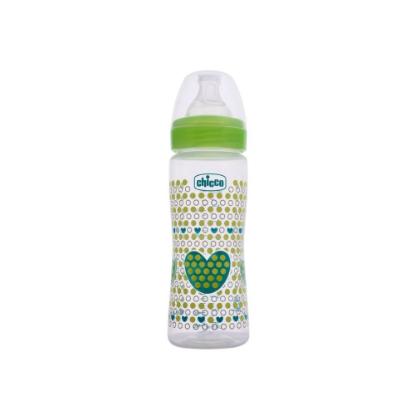 Picture of Chicco Wellbeing Feed Bottle 330Ml 4M+ Green Heart In