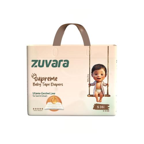 Picture of Zuvara Supreme Baby Tape Diaper - S (Pack of 36)